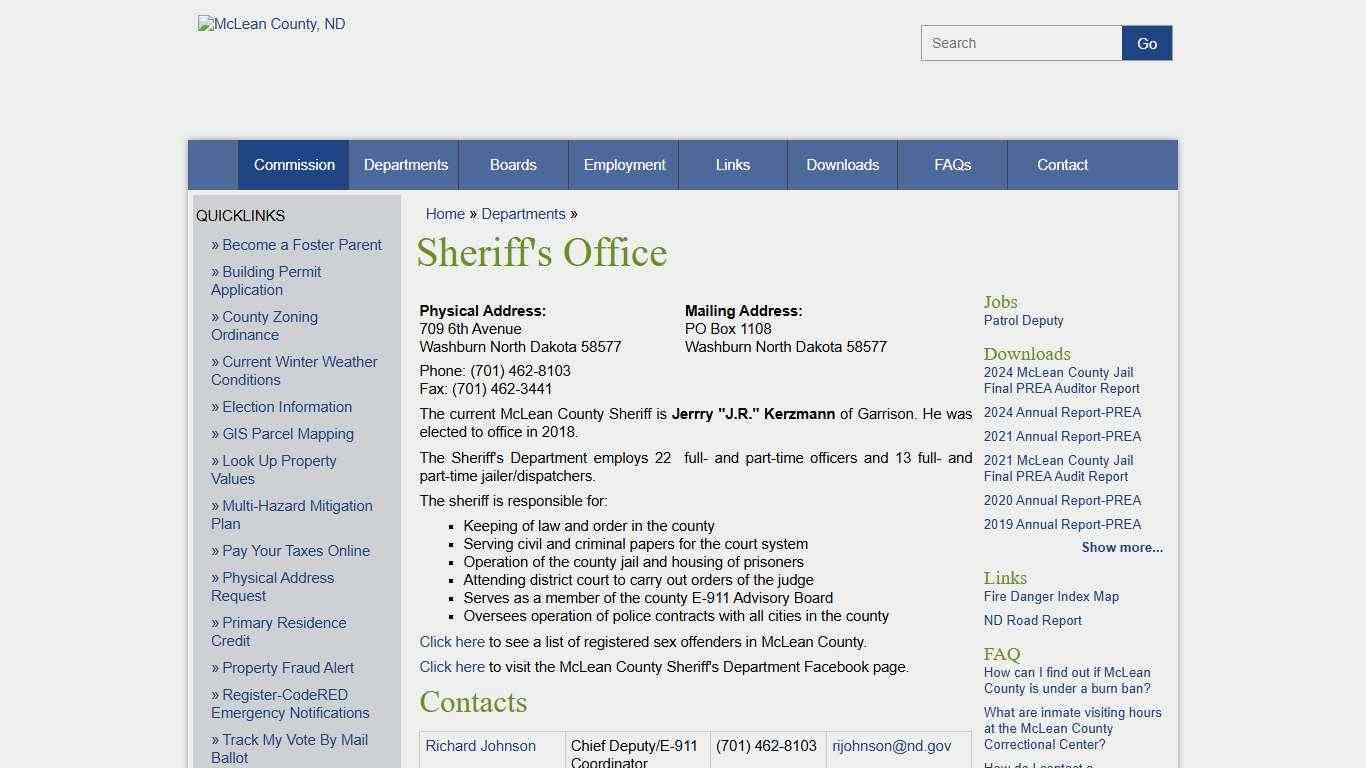 McLean County, North Dakota - Departments